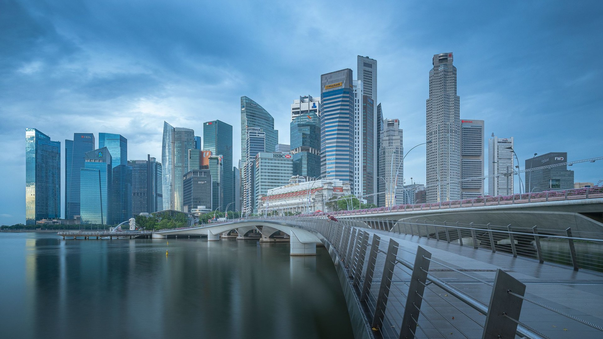 Marina Bay financial district from the Jubilee Bridge, Singapore